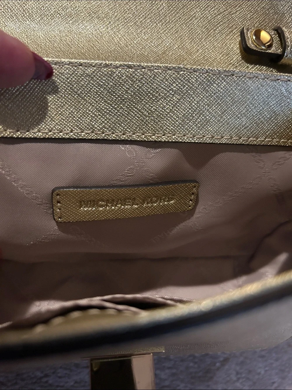 Michael Kors Metallic Gold Saffiano Leather Chain Crossbody with Removable Chain